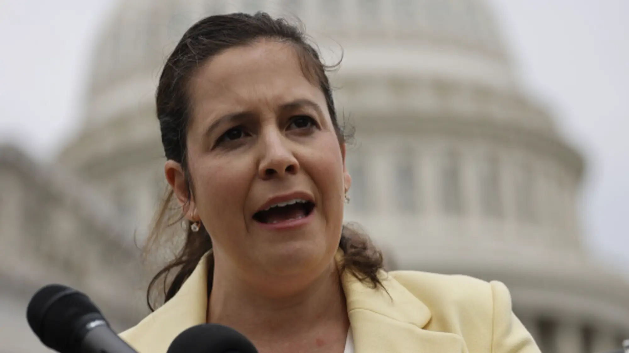 Rep. Elise Stefanik (R-N.Y.) speaks during a news conference about the shortage of baby formula in Washington on May 12. (Ting Shen/Bloomberg News)